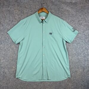 Burlebo Shirt Mens Medium Blue Ocean Swell Casual Performance Camp Hike Fish Dad